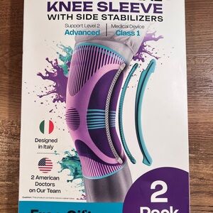 Purple and Blue Compression Knee Sleeve with Anatomical Design